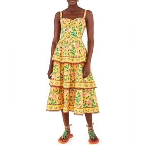 NWT Farm Rio Cashew Tiered Midi dress